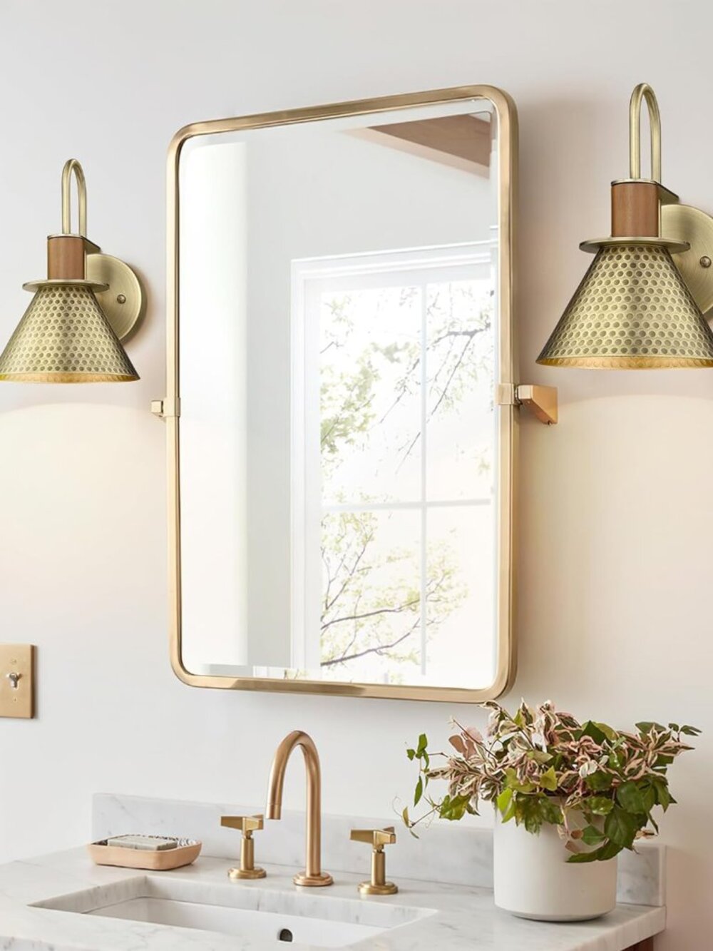 Set of 2 Industrial Brass Wall Metal Sconces , Wall Light Fixtures Gooseneck